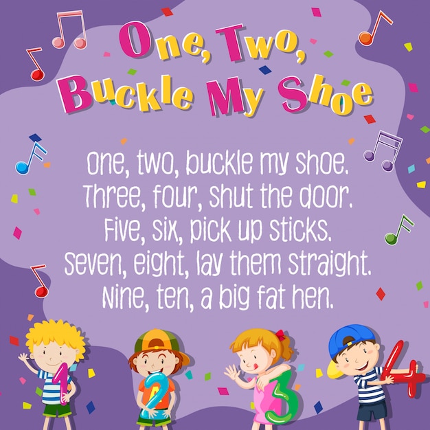 Free vector one two buckle my shoe poster