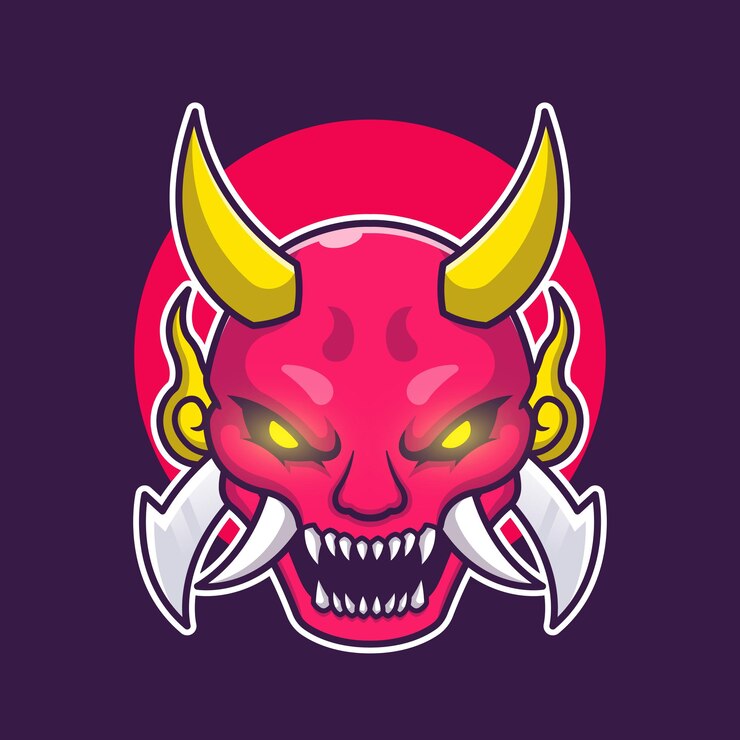 Free Vector oni mask demon cartoon character. art object isolated.