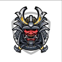 Oni mask samurai vector logo