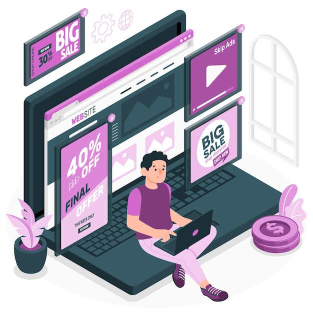 Free vector online ads concept illustration