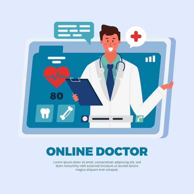 Free vector online app doctor and patient consultation