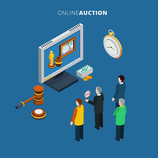 Free vector online auction isometric