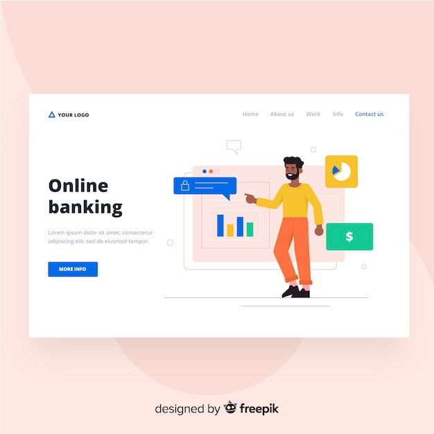 Free vector online banking landing page