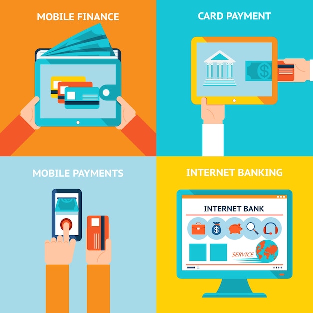 Online banking and mobile banking. Internet business, technology and finance, bank and payment.