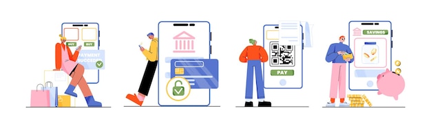 Free vector online bill payment via mobile phone concept