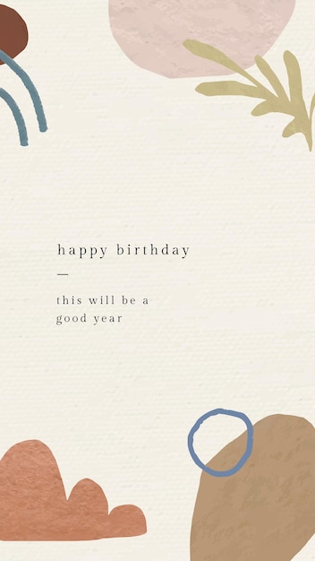 Free vector online birthday greeting template vector with botanical memphis pattern