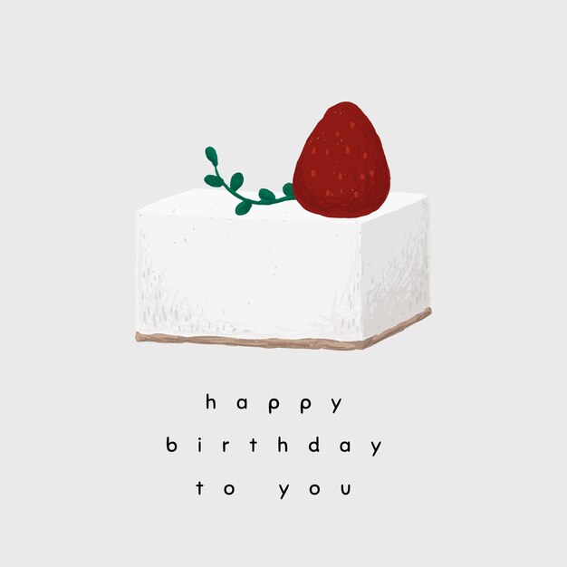 Интернет-шаблон поздравления с днем рождения вектор с милой иллюстрацией торта