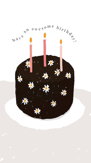 Free vector online birthday greeting template with cute cake and wishing text