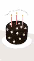 Free vector online birthday greeting template with cute cake and wishing text