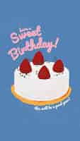 Free vector online birthday greeting template with cute cake and wishing text