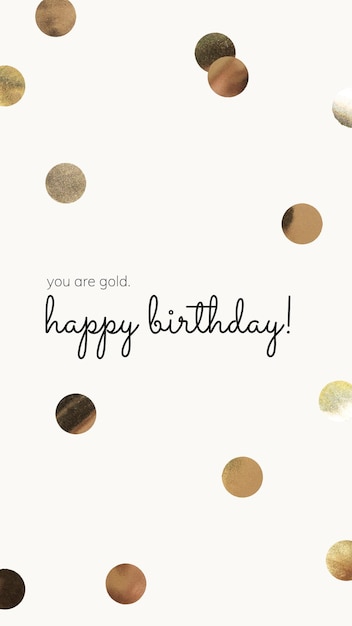 Online birthday greeting template with gold confetti