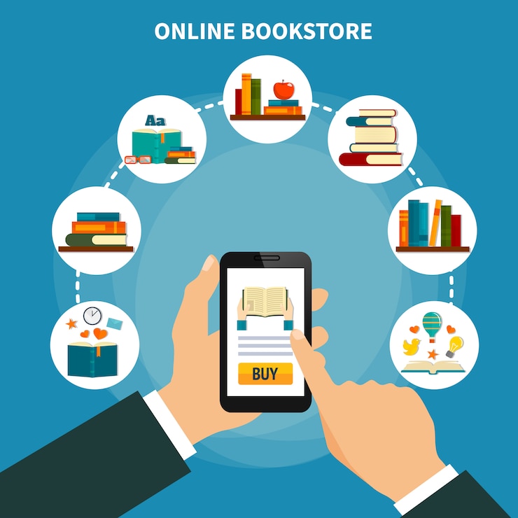 Free Vector online book store composition