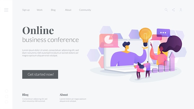 Online business conference landing page template
