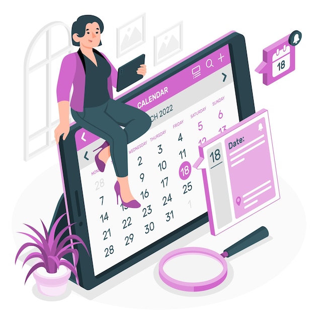 Illustrazione di concetto di calendario online