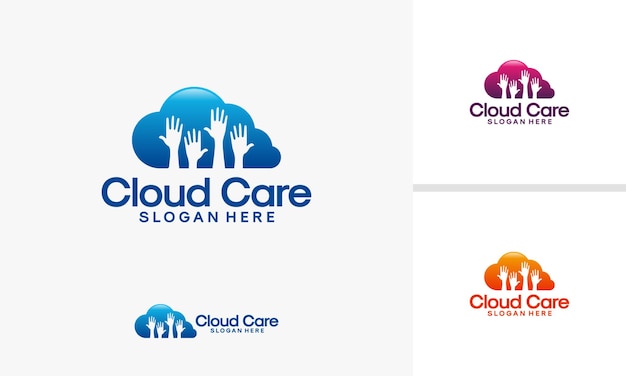 Online care 로고 디자인, cloud care 로고 디자인 벡터