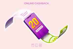 Free vector online cashback concept with smartphone