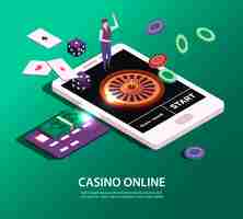 Бесплатное векторное изображение Концепция онлайн-казино с планшетом и инструментами для иллюстрации азартных игр