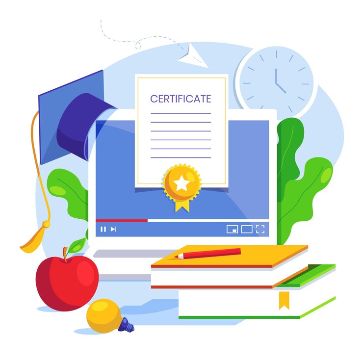 Free Vector online certification concept