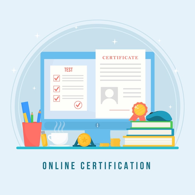 Free vector online certification concept