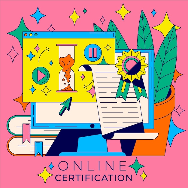 Free vector online certification concept