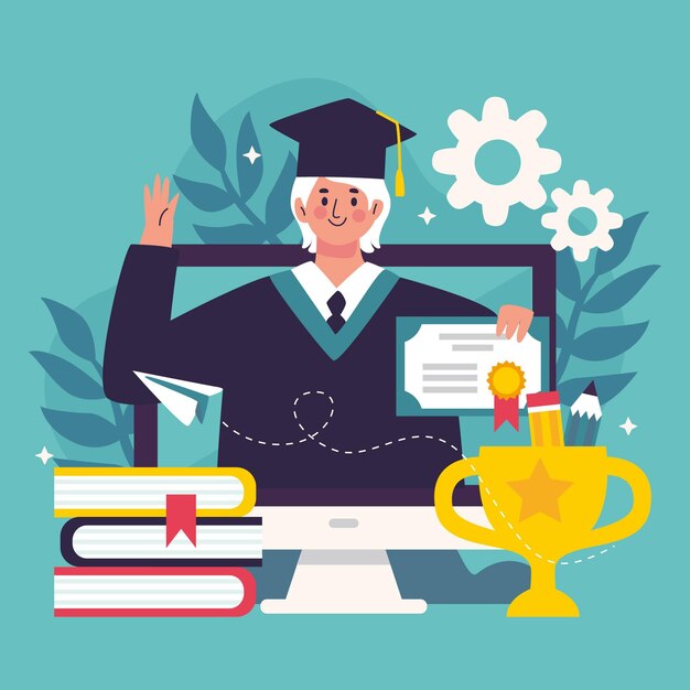 Online certification illustration concept