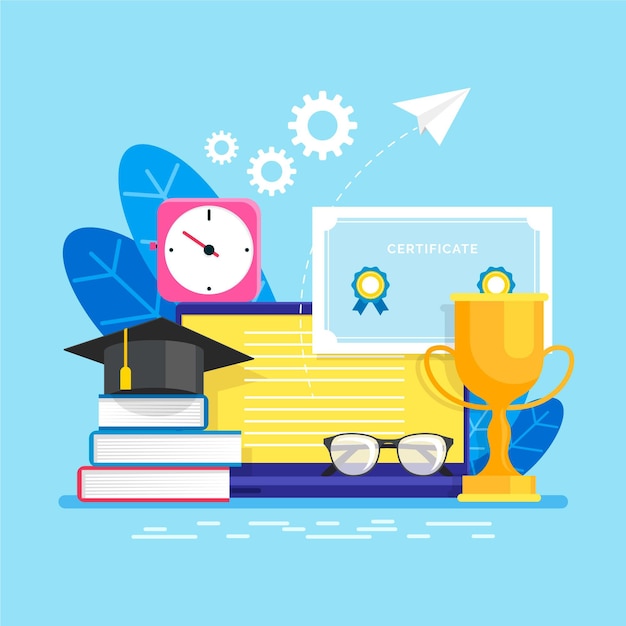 Free vector online certification illustration style