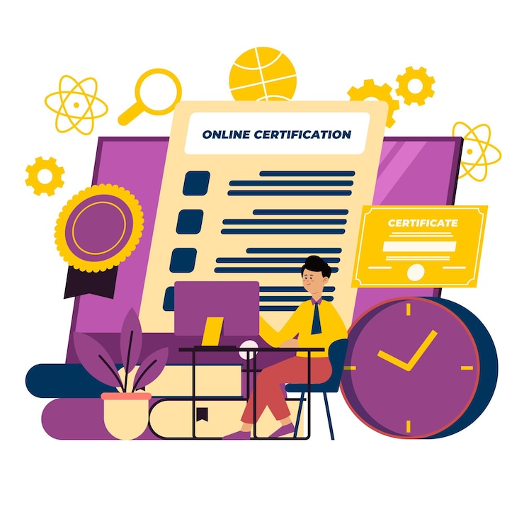 Free Vector online certification illustration with man