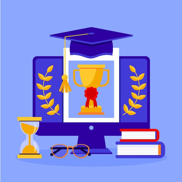 Online certification on screen illustrated