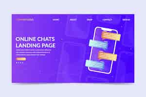 Free vector online chats landing page with messages