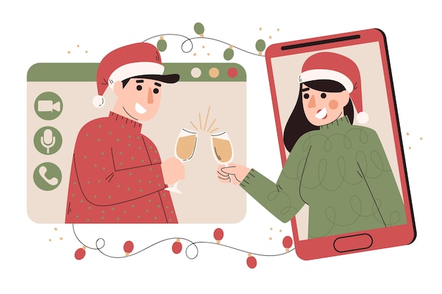 Иллюстрация празднования рождества онлайн