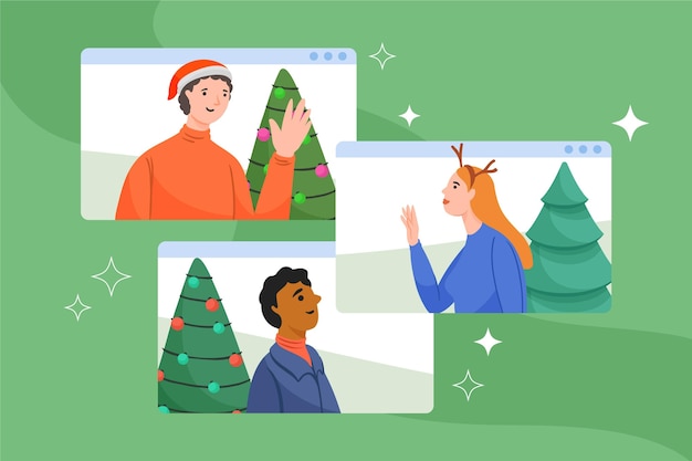 Free vector online christmas celebration