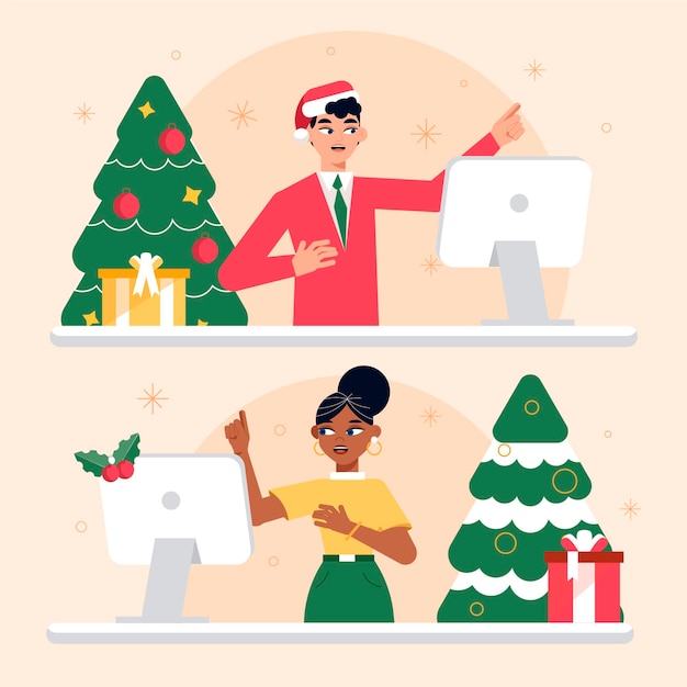 Free vector online christmas celebration