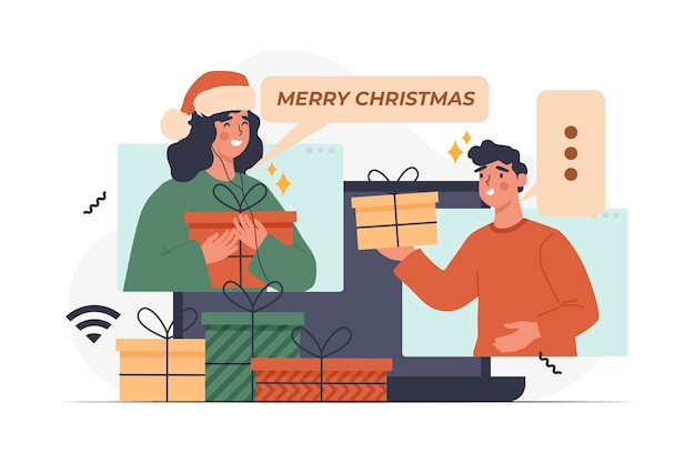 Free vector online christmas celebration