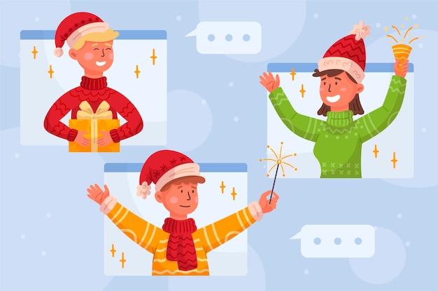 Free vector online christmas celebration