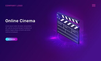Online cinema or movie, isometric concept