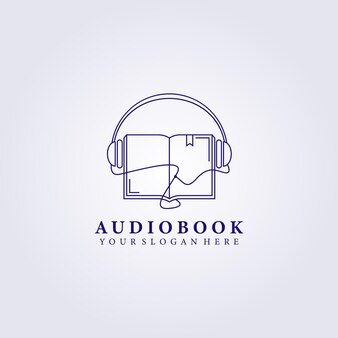 Online course audiobook podcast logo vector illustration creative flat line art design