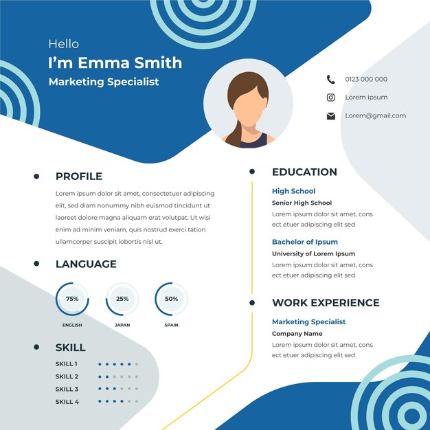 Online curriculum vitae concept