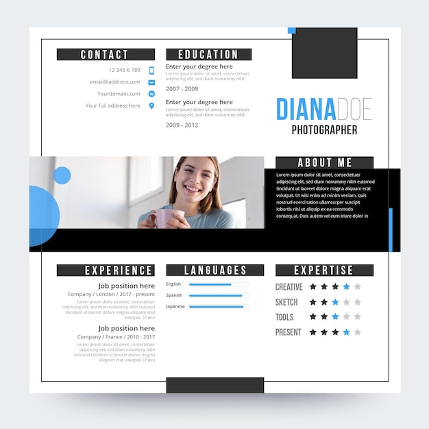 Online cv design with photo