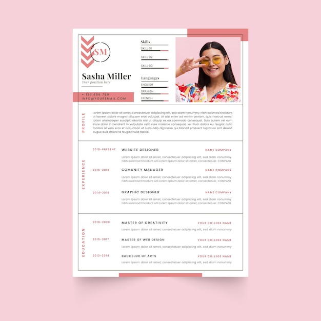 Online cv template concept