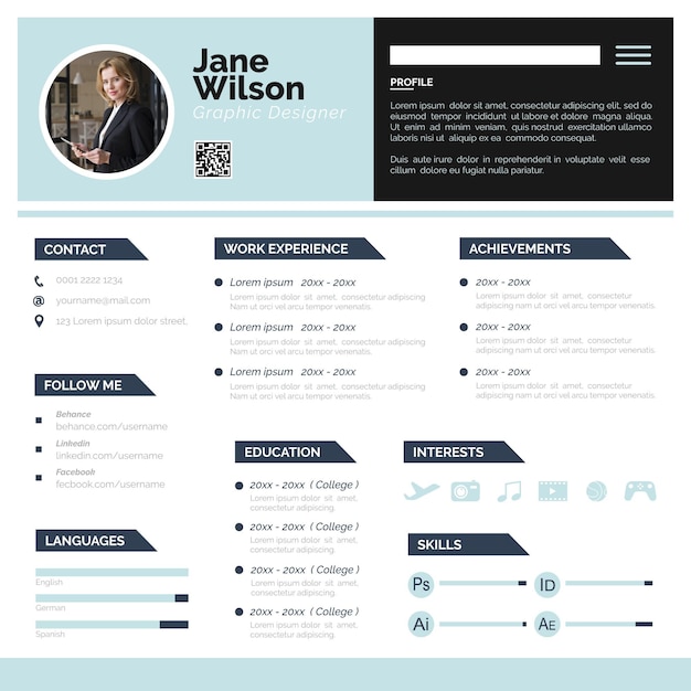 Online cv template with photo