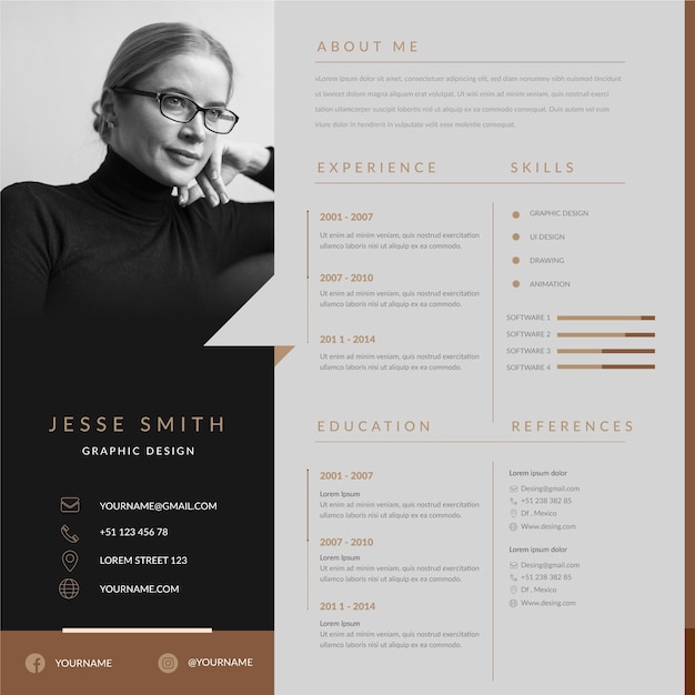 Free vector online cv template with photo