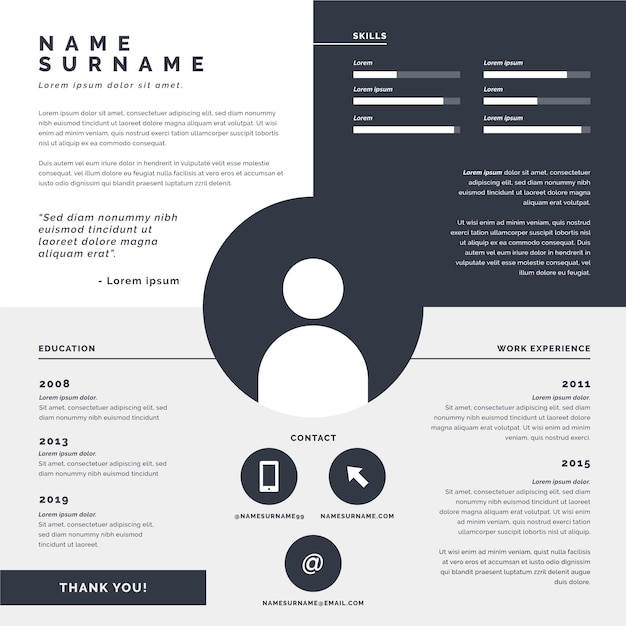 Free vector online cv with photo concept