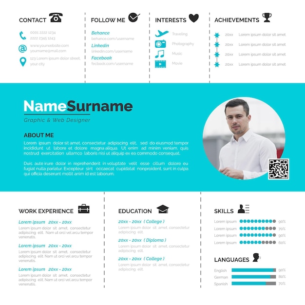 Free vector online cv with photo