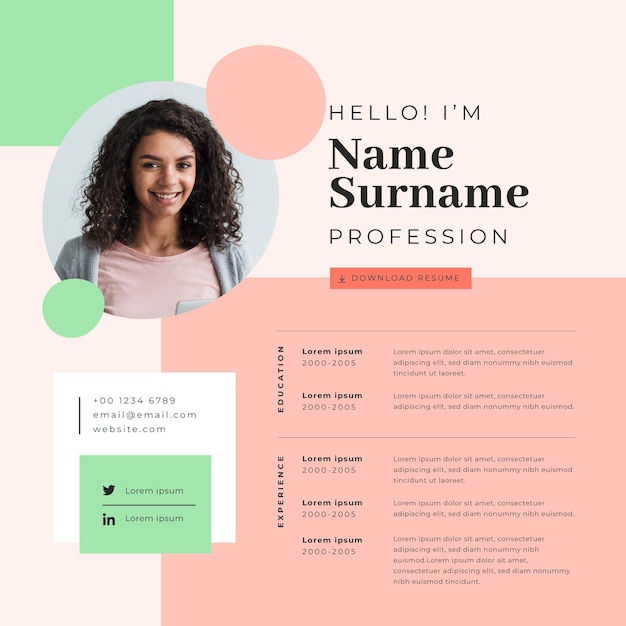 Free vector online cv with photo