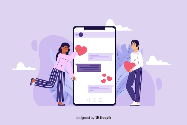 Free vector online dating app concept flat design