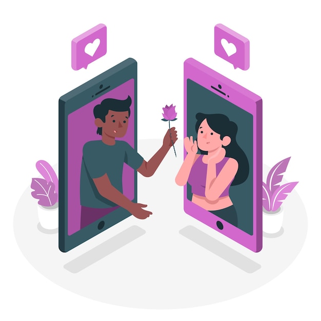 Free vector online dating concept illustration