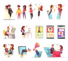 Free vector online dating icons collection