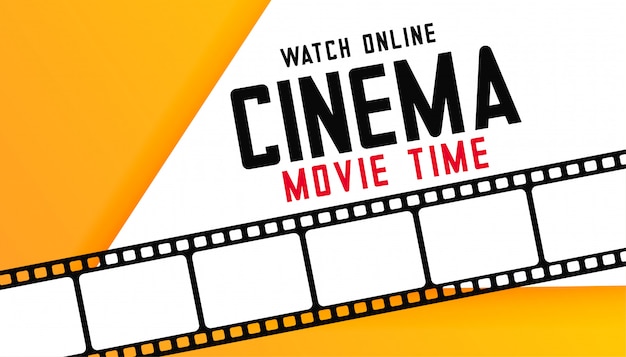 Free vector online digital cinema movie time background with film strip