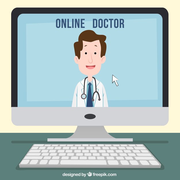 컴퓨터와 온라인 의사 개념