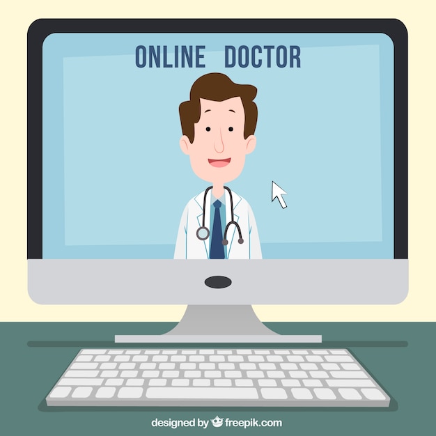 Online doctor concept with computer